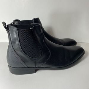 Steve Madden LOBERT Mens Black Leather Ankle Boots Size 13